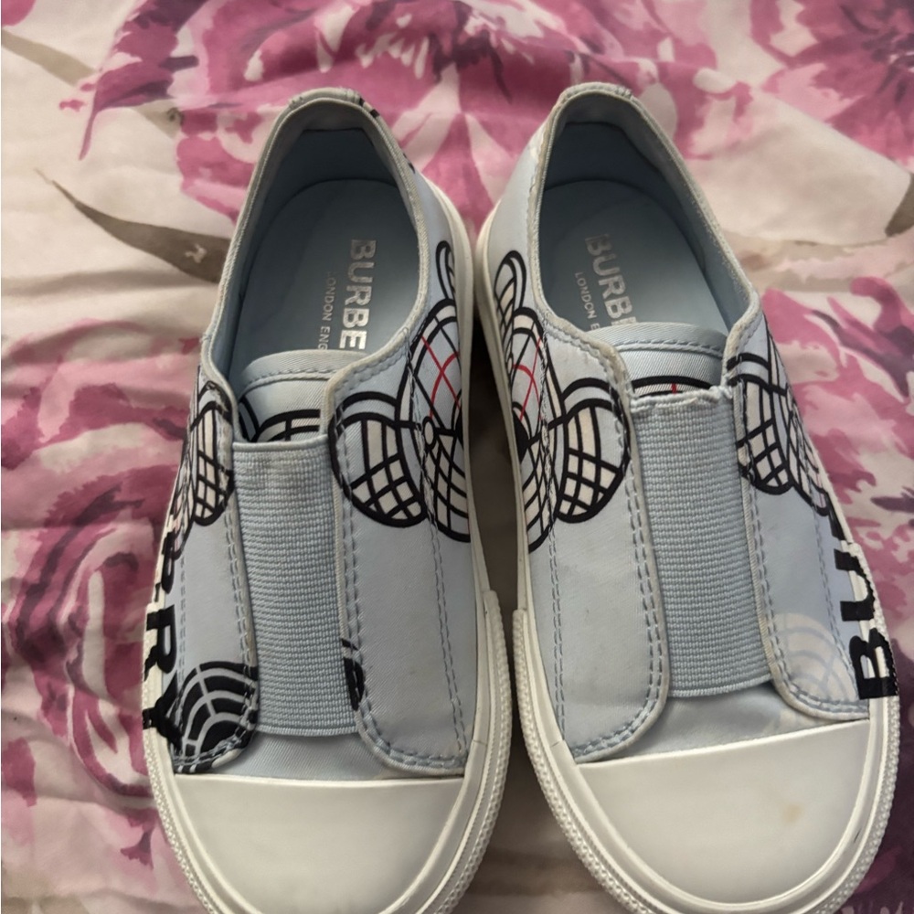 Burberry Light Blue Graphic Slip-On Shoes